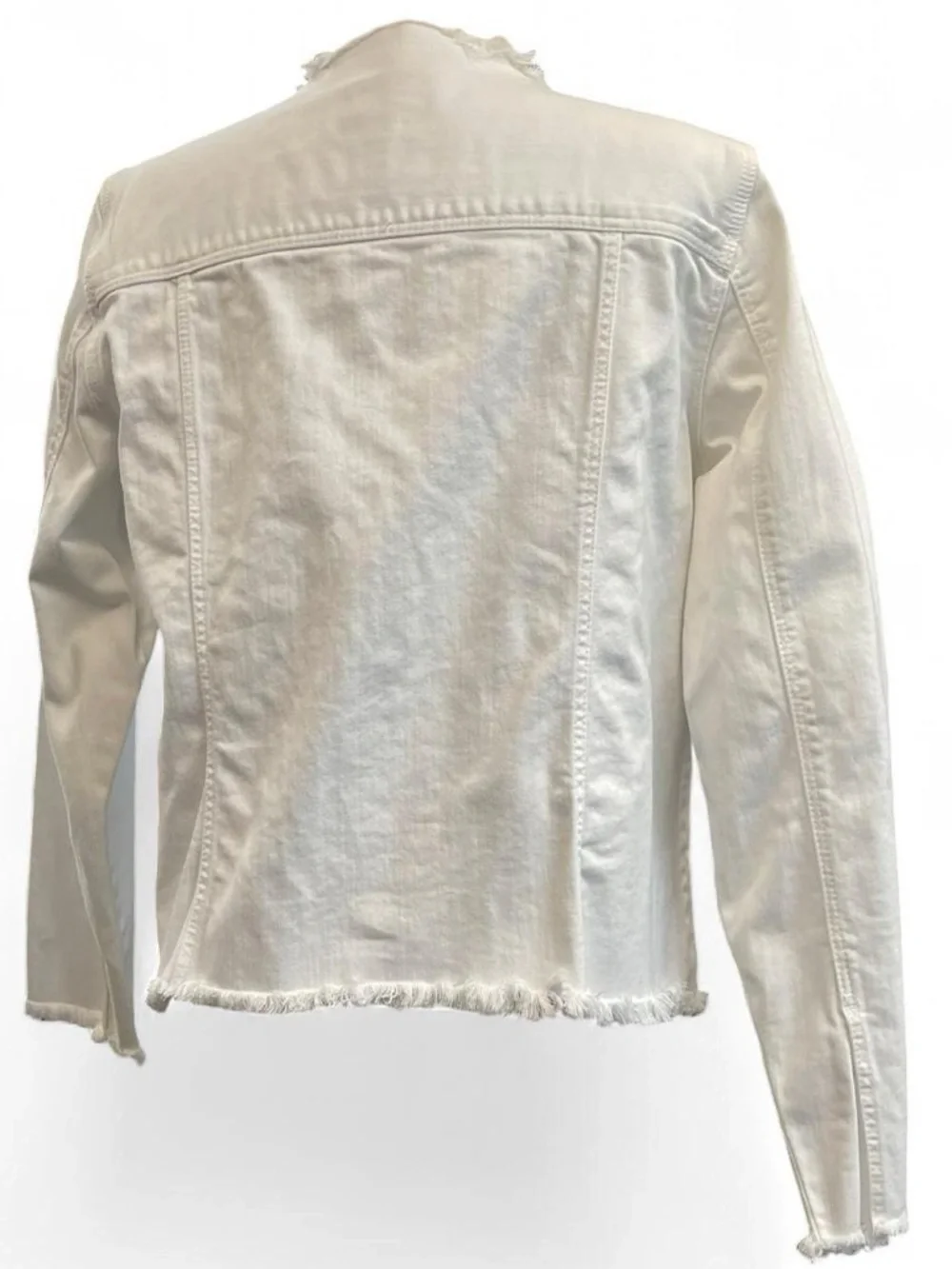 Tailored L Liverpool White Frayed Collar Denim Jean Jacket Women Classic Summer - Picture 6 of 9